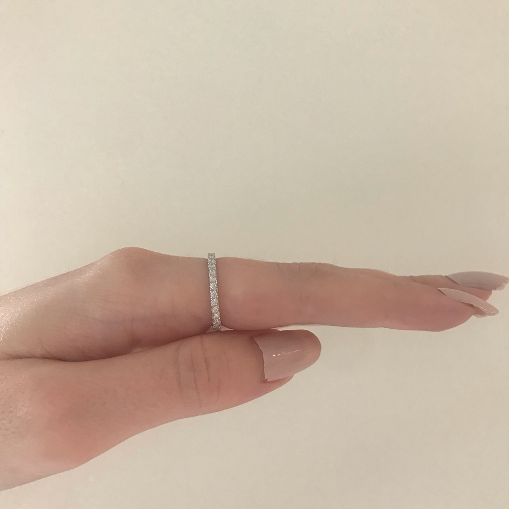 .925 Sterling Silver Round Eternity Band Ring - Picture 7 of 8